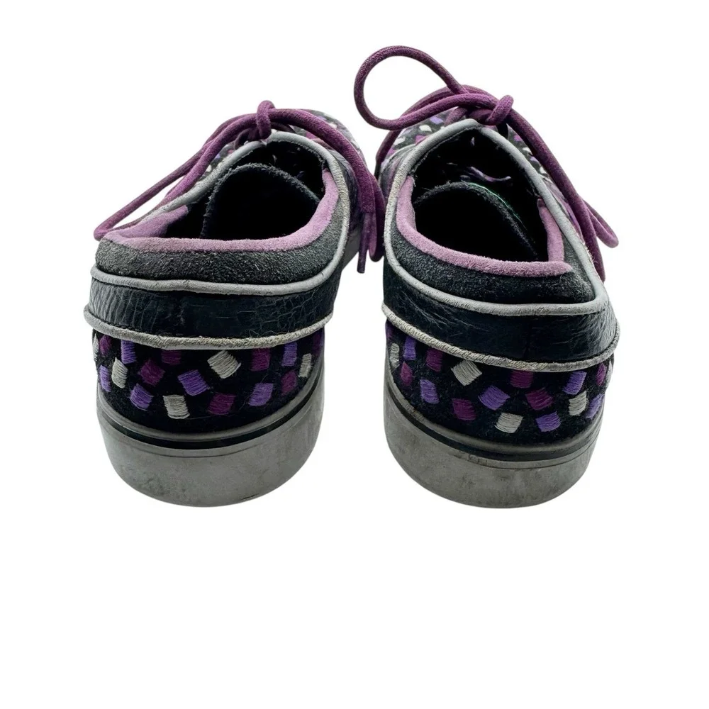 nike zoom stefan janoski premium size 4 Girls Youth Purple Black Embroidered
